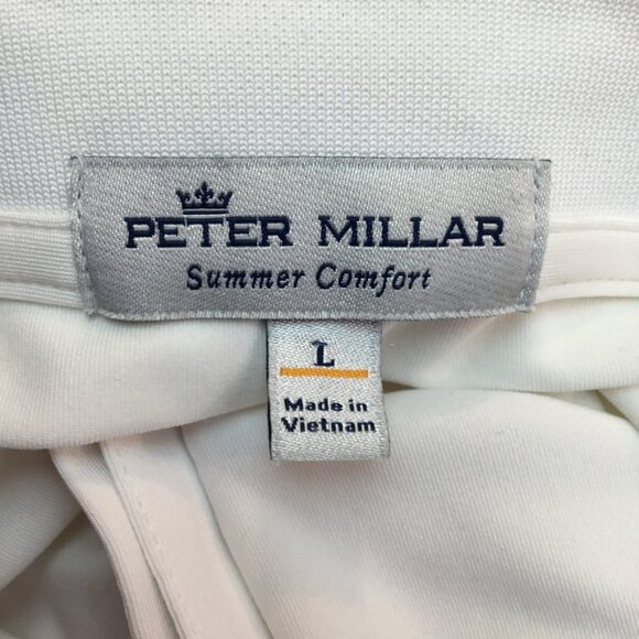 Peter Millar Polo Shirt Mens L Summer Comfort White Polyester/Spandex Golf Shirt - Picture 6 of 8
